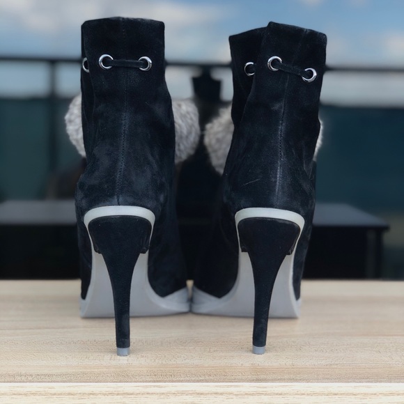 BCBGMAXAZRIA Perry Fur Pom High-heel Ankle Bootie - Picture 4 of 9